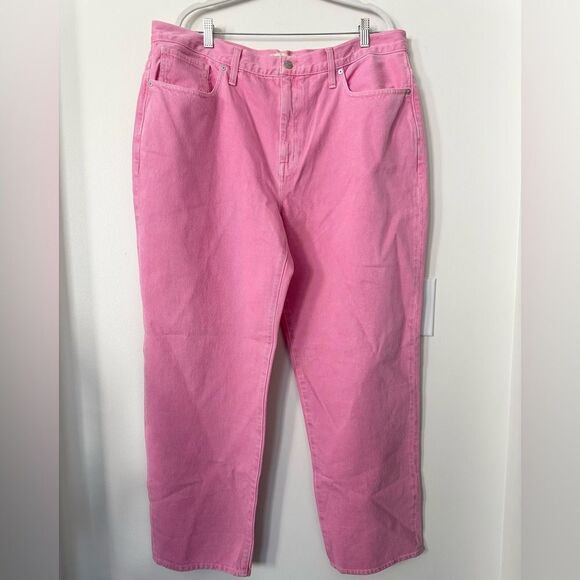 Madewell Barbie Pink Baggy Straight Jeans Garment-Dyed Edition 33 - Picture 1 of 9